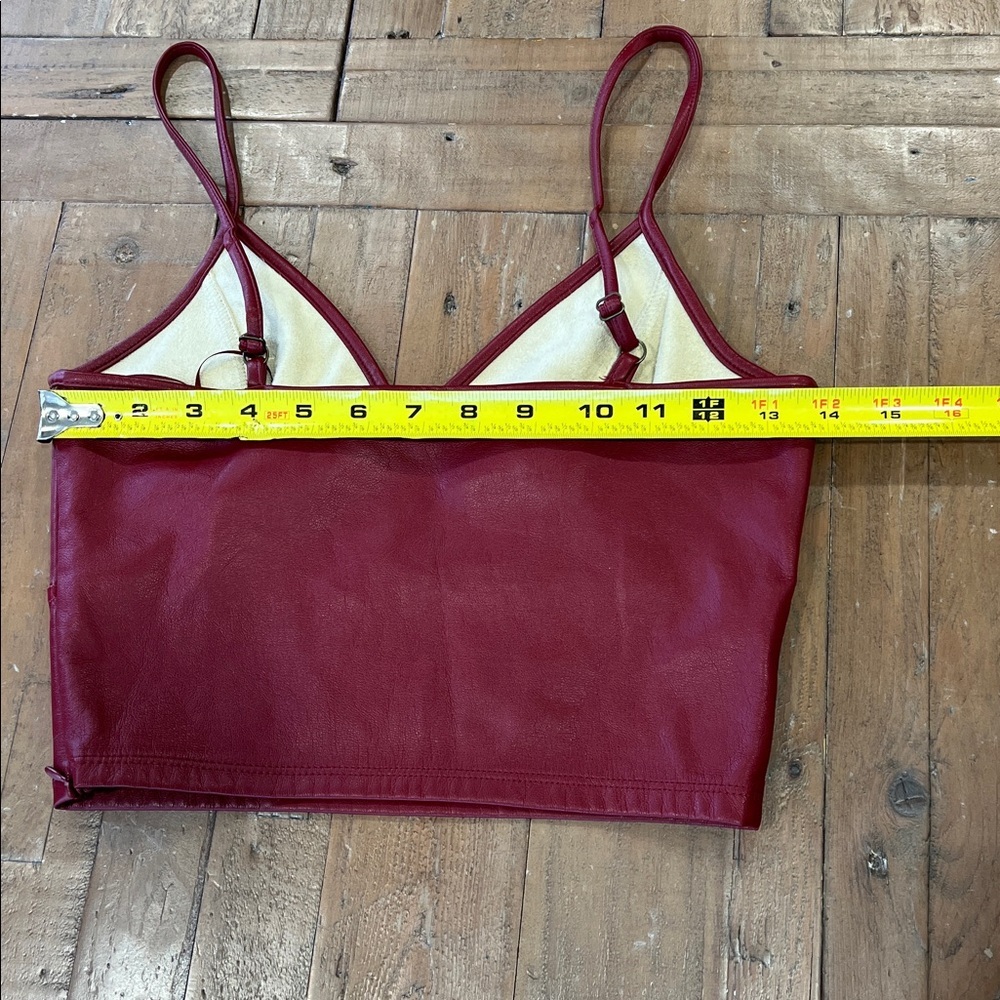 Lola Grace Women's XS Burgundy faux Leather Crop Top bralette - Picture 8 of 8